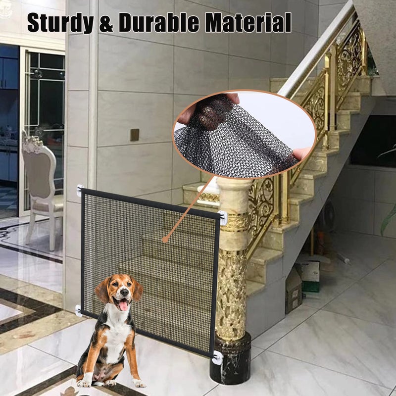 LWFCOEE Mesh Dog Gate For Pets  Magic Pet Gate For The House  Portable Indoor Puppy Safety Fence Guard For Stairs And Doorways  Easy Install Anywhere  38"" W X 30"" H  8 Hooks - Image 3