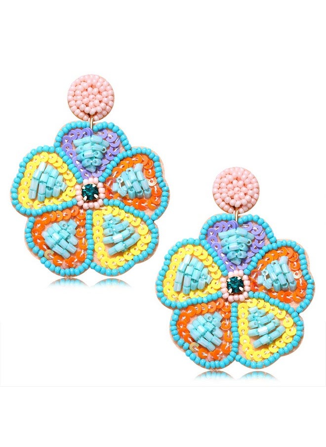 Boderier Easter Earrings For Women Colorful Beaded Easter Floral Drop Dangle Earrings Easter Gifts For Women Flower 