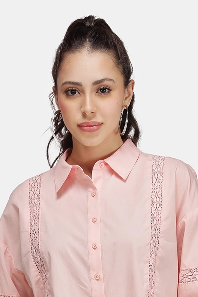 Virgio Cotton Lace Daywear Crop Shirts for Women