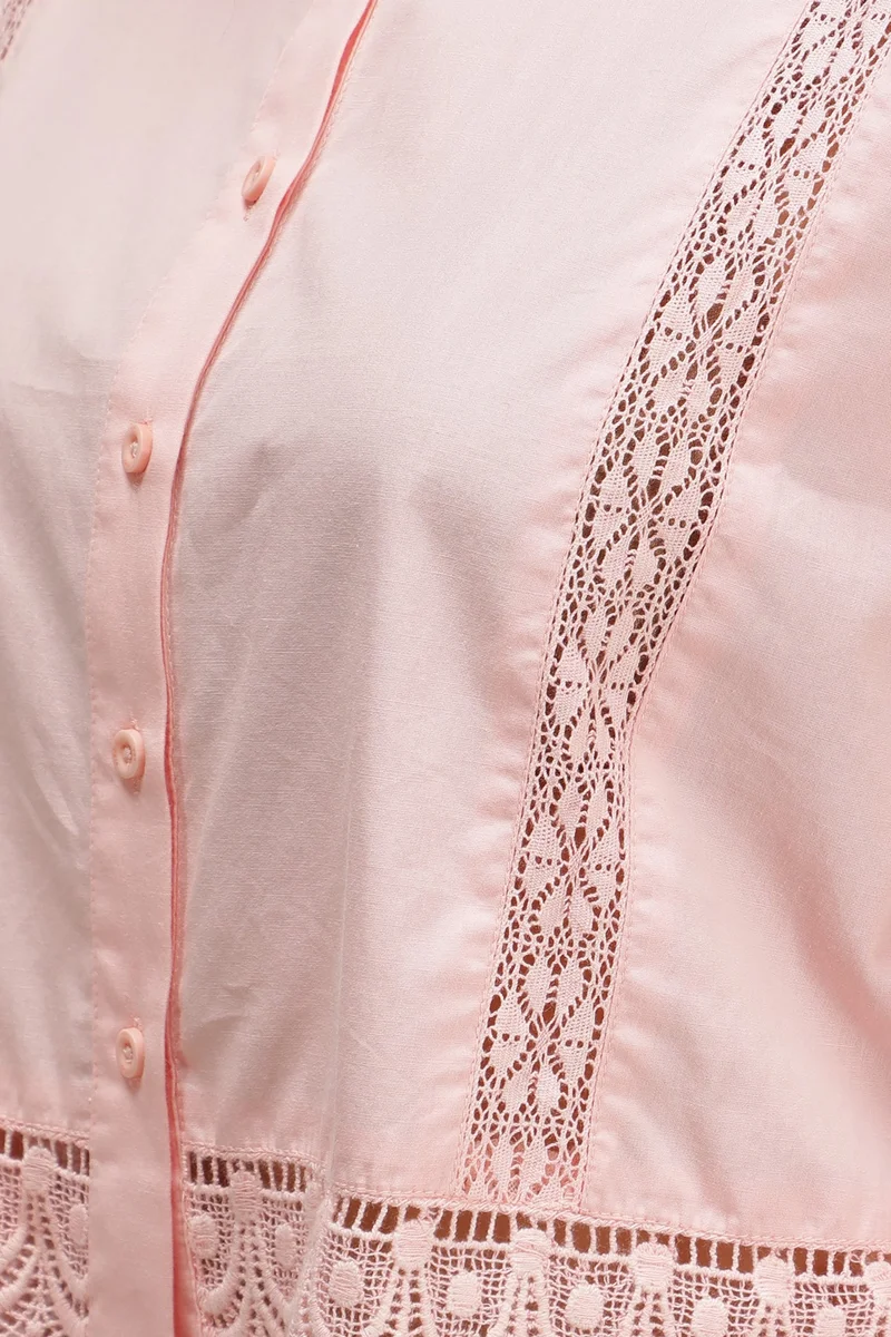 Virgio Cotton Lace Daywear Crop Shirts for Women