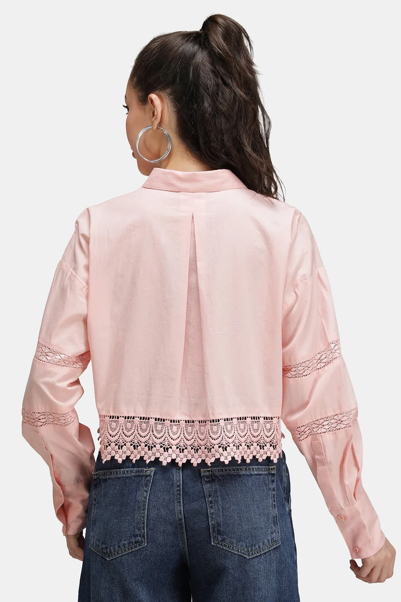 Virgio Cotton Lace Daywear Crop Shirts for Women