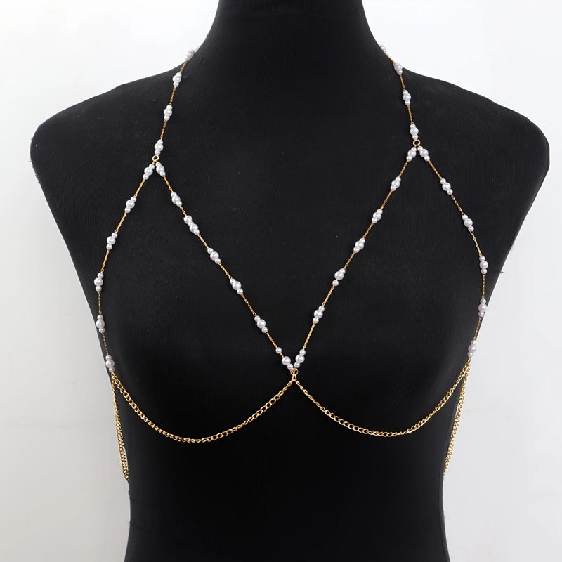 Women's Decorative Body Chain Lingerie Set with Rhinestone Details - Image 1