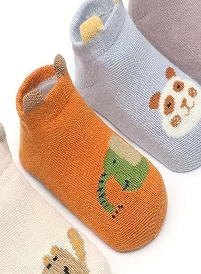 DRAWBRIDGE Baby Toddler Socks 12-36 Months - 5 Pairs Cute Cartoon Non-Slip Socks for Boys & Girls - Soft Lycra Cotton, Breathable, Anti-Slip Silicone Grip, Comfortable Fit for Kids 1-3 Years - Image 3