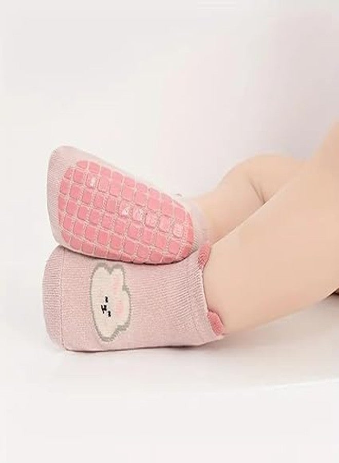 DRAWBRIDGE Baby Toddler Socks 12-36 Months - 5 Pairs Cute Cartoon Non-Slip Socks for Boys & Girls - Soft Lycra Cotton, Breathable, Anti-Slip Silicone Grip, Comfortable Fit for Kids 1-3 Years - Image 5