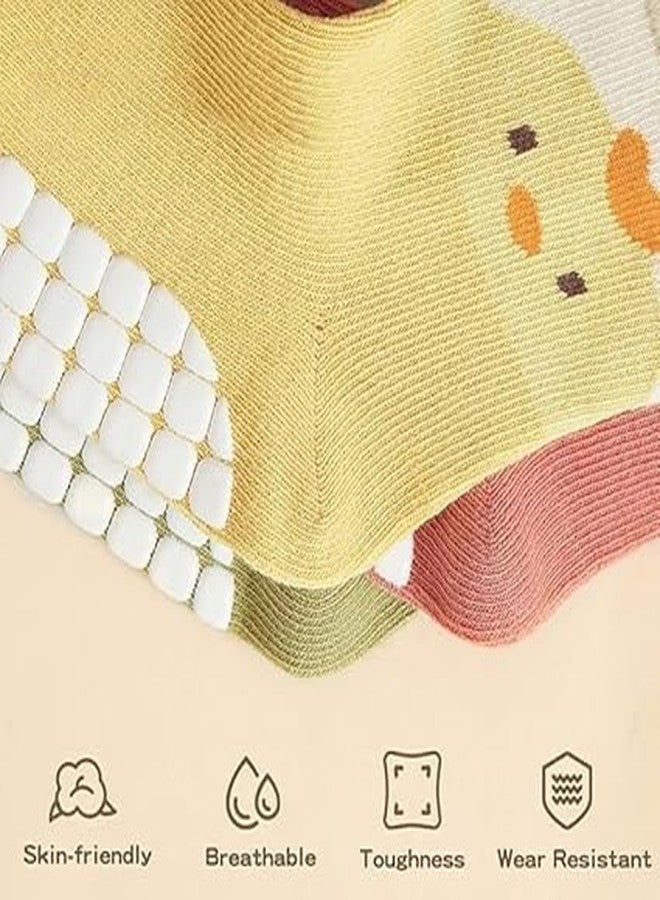 DRAWBRIDGE Baby Toddler Socks 12-36 Months - 5 Pairs Cute Cartoon Non-Slip Socks for Boys & Girls - Soft Lycra Cotton, Breathable, Anti-Slip Silicone Grip, Comfortable Fit for Kids 1-3 Years - Image 4