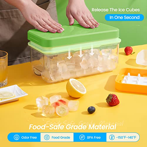 PHINOX Ice Cube Tray with Lid and Bin, 3 Pack Plastic Ice Cube Tray Molds, 96(4 * 8 * 3) pcs Ice Trays for freezer, Chilling Drinks, Whiskey & Cocktails, with Ice Container and Ice Scoop, BPA-Free - Image 2