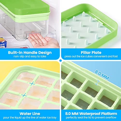 PHINOX Ice Cube Tray with Lid and Bin, 3 Pack Plastic Ice Cube Tray Molds, 96(4 * 8 * 3) pcs Ice Trays for freezer, Chilling Drinks, Whiskey & Cocktails, with Ice Container and Ice Scoop, BPA-Free - Image 3