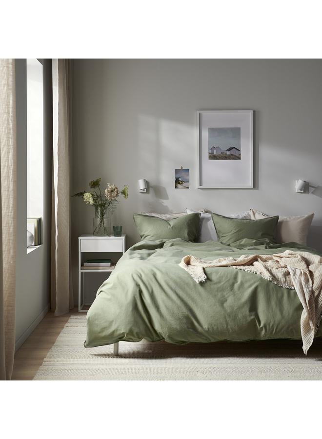 erorex Duvet cover and pillowcase, grey-green, 150x200/50x80 cm - Image 2