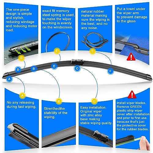 Raintok شفاطات الزجاج الأمامي RAINTOK بديل لسيارة جيب رينيغيد 2015-2023 جودة المصنع الأصلية مجموعة شفاطات أمامية وخلفية لسيارتي - 22" 20" 11" (عبوة من 3) - Image 3