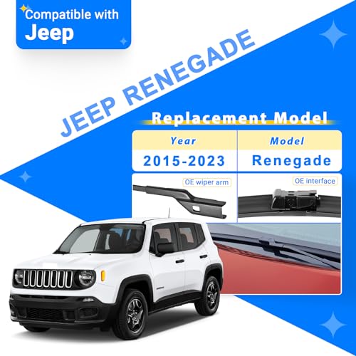 Raintok شفاطات الزجاج الأمامي RAINTOK بديل لسيارة جيب رينيغيد 2015-2023 جودة المصنع الأصلية مجموعة شفاطات أمامية وخلفية لسيارتي - 22" 20" 11" (عبوة من 3) - Image 2