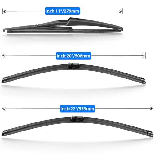 Raintok شفاطات الزجاج الأمامي RAINTOK بديل لسيارة جيب رينيغيد 2015-2023 جودة المصنع الأصلية مجموعة شفاطات أمامية وخلفية لسيارتي - 22" 20" 11" (عبوة من 3) - Image 5