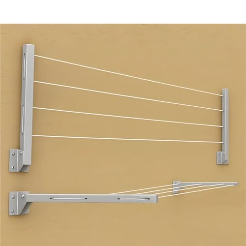 JD FRESH Metal Foldable Wall Mount Cloth Drying Stand with 30 Feet Rope/Wall Hanging Clothes Dryer Rack for Balcony & Indoor Use/Space Saving Wall Mounted Laundry Hanger(Silver) - Image 1