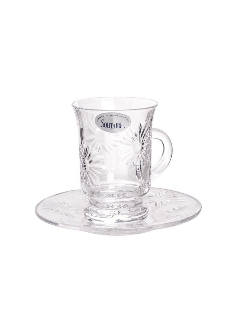 Alsaif home Saif tea cup set with crystal saucers 