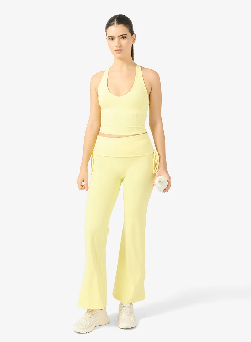 Halter Neck Vest & Foldover Waist Flared Leggings Set