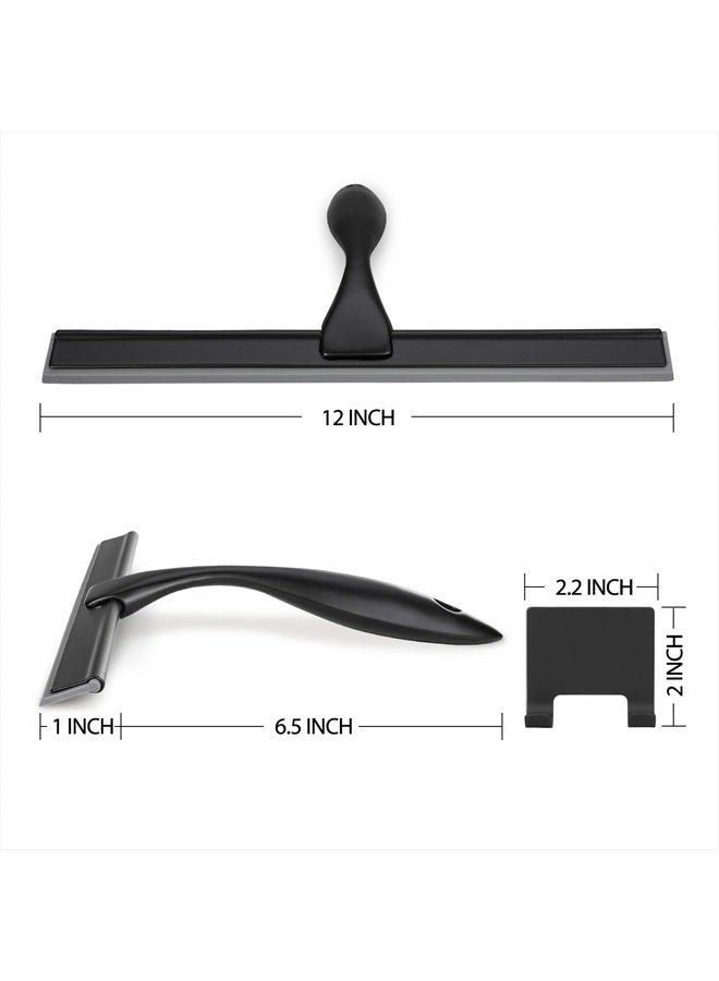 Hiware All-Purpose Shower Squeegee for Shower Doors, Bathroom, Window and Car Glass - Black, Stainless Steel, 12 Inches - Image 2