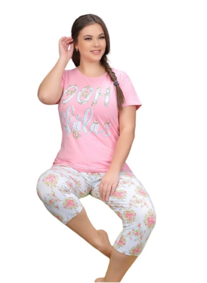Ganna Women's pajamas with short sleeves and summer Bermuda shorts made of cotton large sizes