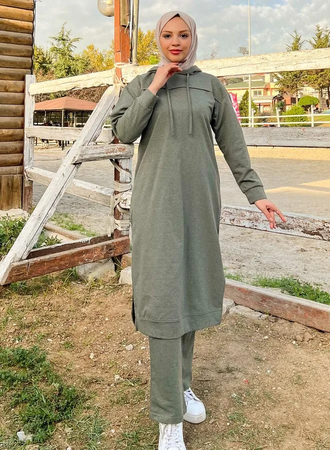Bwest Bwest Modest Longline Hooded Top Tracksuit Set