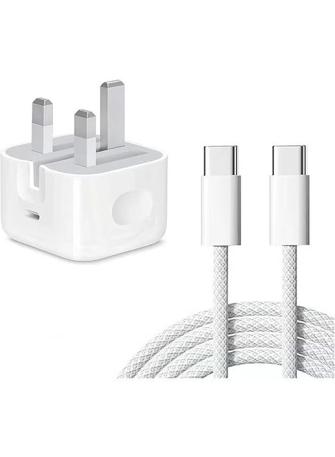 سباركسبروت شاحن سريع آيفون بقوة 35 واط | شاحن جداري سريع بمنفذ USB-C مع كابل شحن طوله 1 متر من Type-C إلى Type-C، متوافق مع آيفون 17 / 16 / 15 / Pro Max / Pro / Plus وجميع هواتف الجوال ذات منفذ Type-C - Image 1