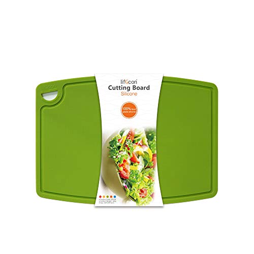 Liflicon Extra Large Thick Silicone Cutting Board 14.6'' x 10.43'' Chopping Board Flexible Cutting Mats Dishwasher Safe-Green - Image 1