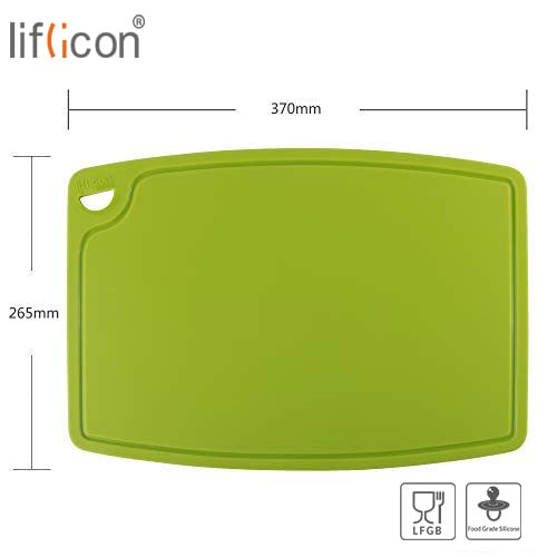 Liflicon Extra Large Thick Silicone Cutting Board 14.6'' x 10.43'' Chopping Board Flexible Cutting Mats Dishwasher Safe-Green - Image 2
