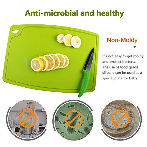 Liflicon Extra Large Thick Silicone Cutting Board 14.6'' x 10.43'' Chopping Board Flexible Cutting Mats Dishwasher Safe-Green - Image 4