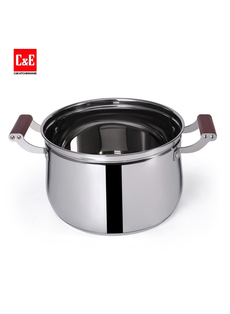 سي&إي 304 الحساء الفولاذ المقاوم للصدأ ، وعاء طهي الطعام متعدد الوظائف المنزلية ، مع مياه قابلة للقطع بالبخار ، مقبض الخشب ، المواصفات: 26 سم * 37 سم - Image 5