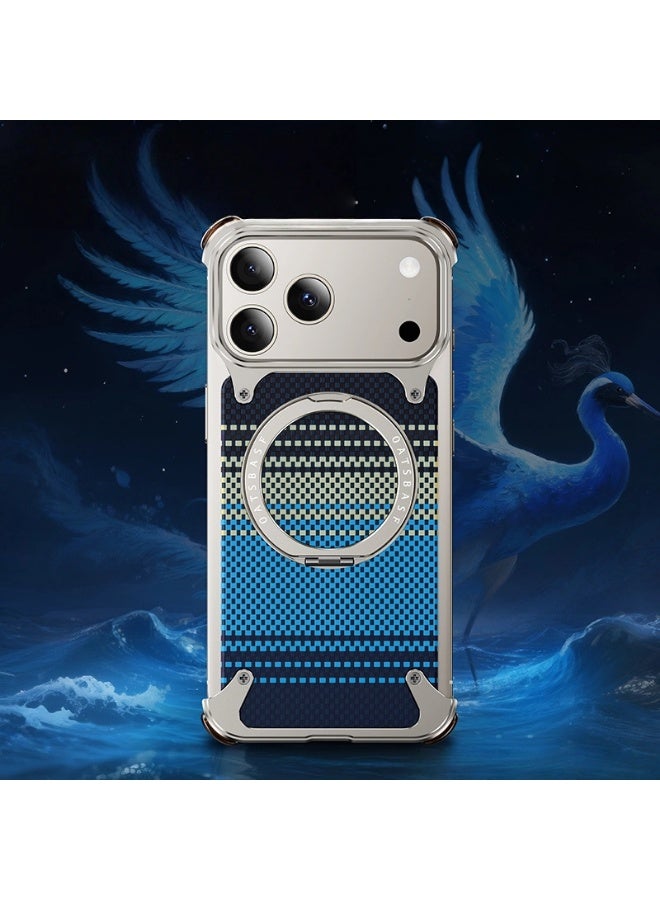 متوافق مع iPhone 17 Pro Max، غلاف هاتف من ألياف الكربون، مع حامل مغناطيسي و حماية ممتصة للصدمات، أنيق ومقاوم للخدوش، متوافق مع MagSafe