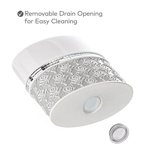 Creative Scents Mirror Damask Bathroom Accessory Set Complete - Decorative 4 Piece White and Gray Bathroom Set Includes: Soap Dispenser, Soap Dish, Toothbrush Holder and Tumbler - Image 4