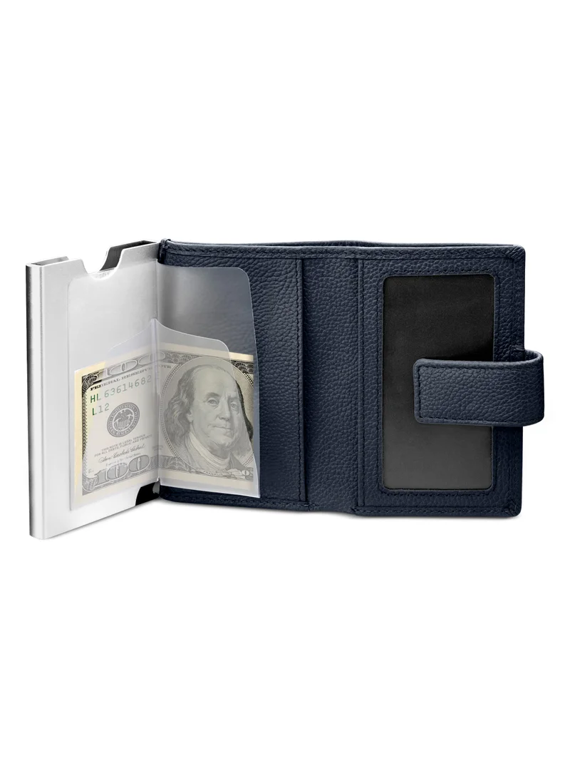 Police Boumous Navy Blue Boumous Leather & Alloy Men's Automatic Card Case, RFID Safe - PELGD2206906 for Men | Best Price UAE