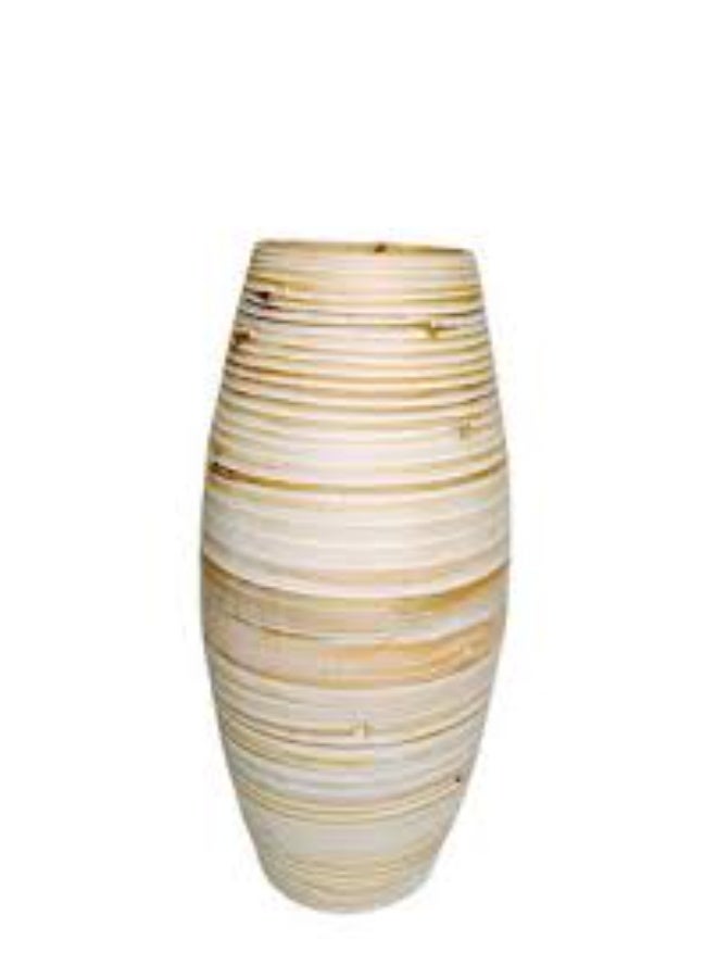 Striped Decorative Vase – Brown & White – Model E-799 - Image 1