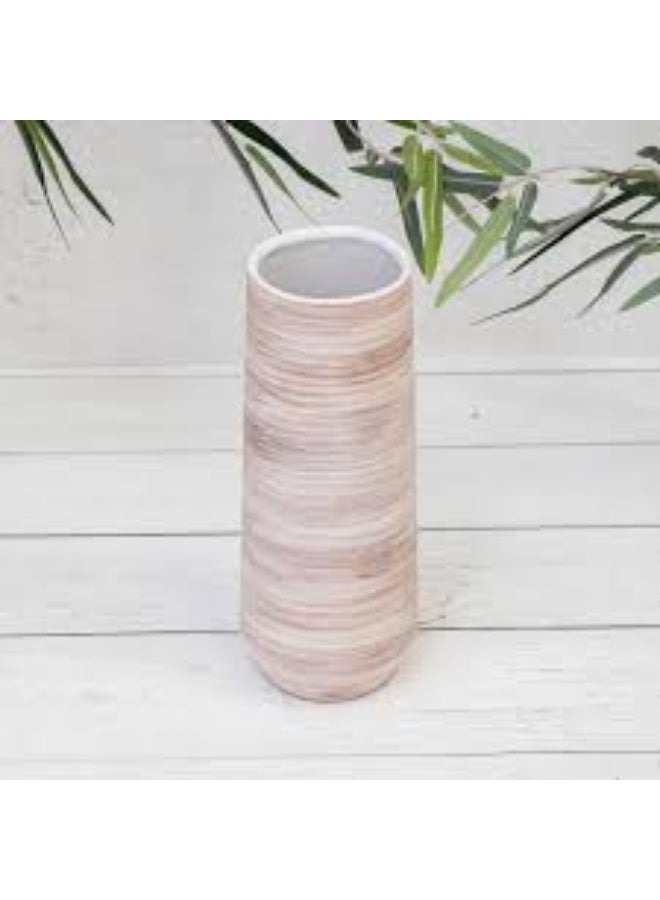 Striped Decorative Vase – Brown & White – Model E-799 - Image 2