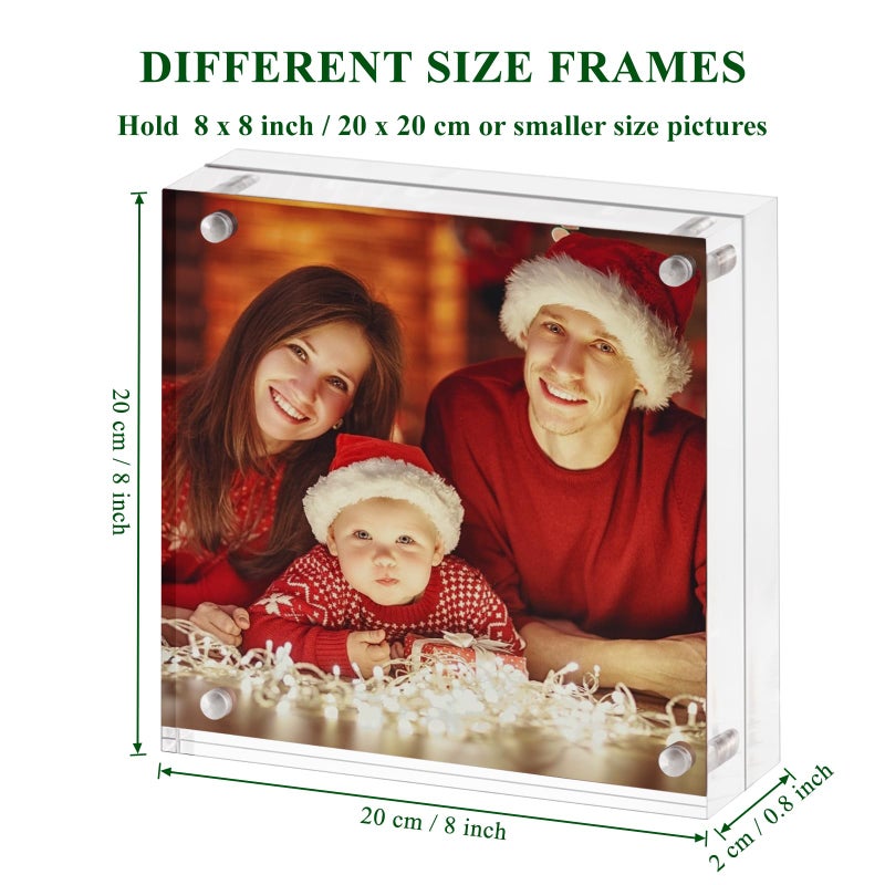 بوكسالات Boxalls 8x8 إطارات صور أكريليك - 5 حزمة واضحة بدون إطار 8x8 بوصة إطارات الصور مع إطار سطح المكتب المزدوج المغناطيسي (5 حزمة) - Image 4
