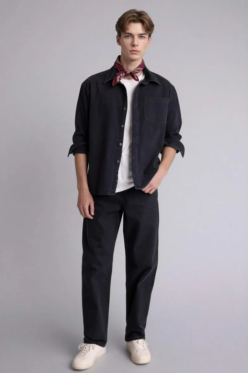 DeFacto Regular Fit Cotton Long Sleeve Shirt