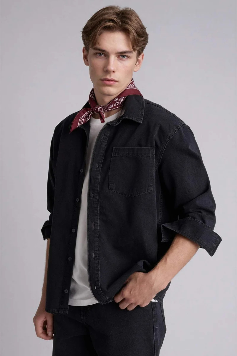 ديفاكتو Regular Fit Cotton Long Sleeve Shirt