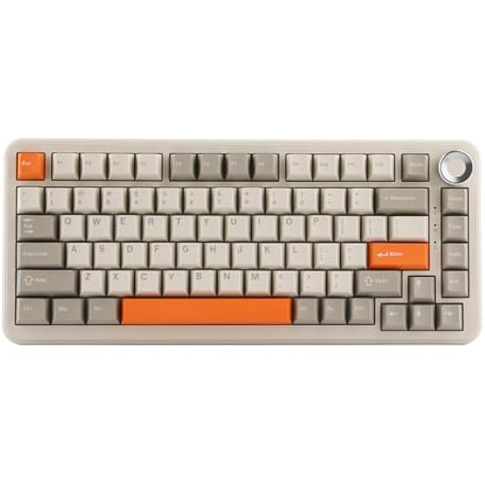 A-jazz AJAZZ AK820 MAX UPGRADED SEAL MECHANICAL KEYBOARD, BT5.0/USB-C/2.4GHZ WIRELESS GAMING KEYBOARD, 75% LAYOUT WITH 8000MAH BATTERY, FLEX-CUT PCB, PC PLATE, RGB FOR WIN/MAC (RETRO WHITE) - Image 1
