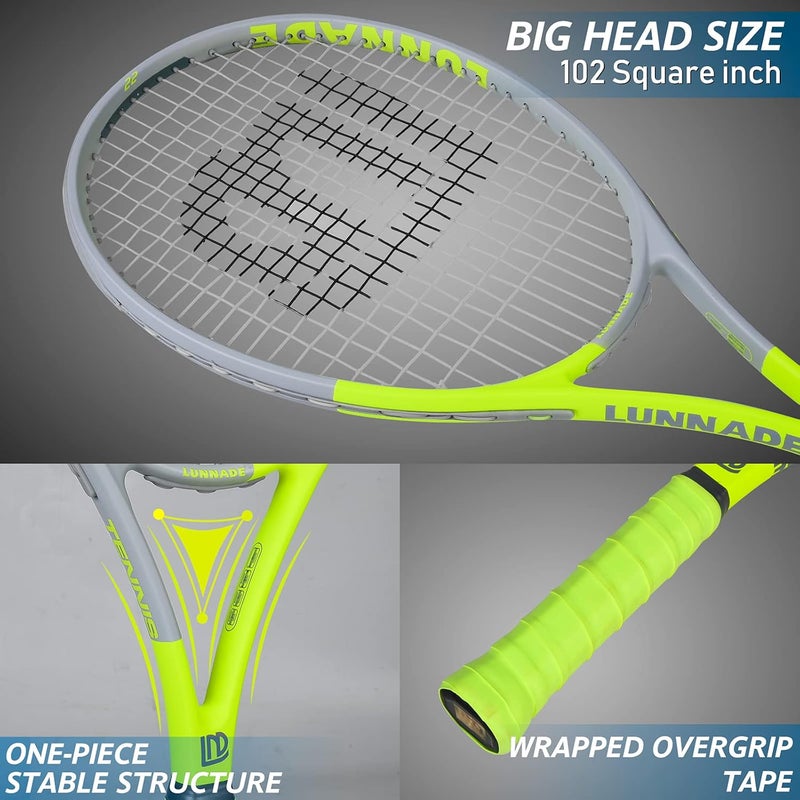 LUNNADE Adults Tennis Racket 27 Inch, Shockproof Carbon Fiber Tennis Racquet Light-Weight, Pre-Strung and Regrip, Suitable for Beginners to Intermediate Players - Image 3