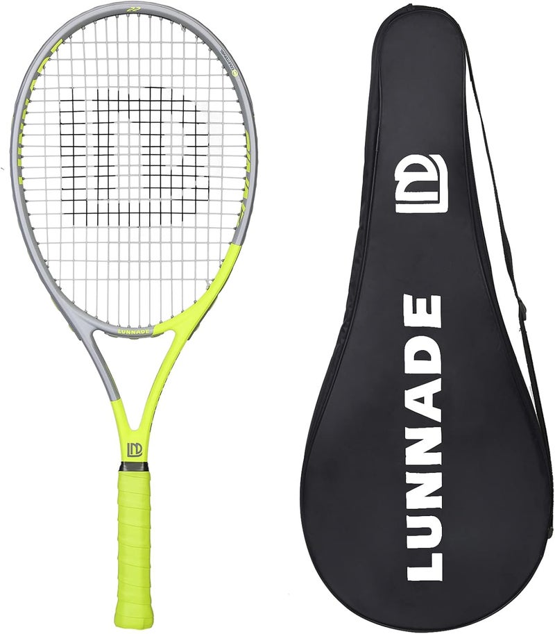 LUNNADE Adults Tennis Racket 27 Inch, Shockproof Carbon Fiber Tennis Racquet Light-Weight, Pre-Strung and Regrip, Suitable for Beginners to Intermediate Players - Image 1