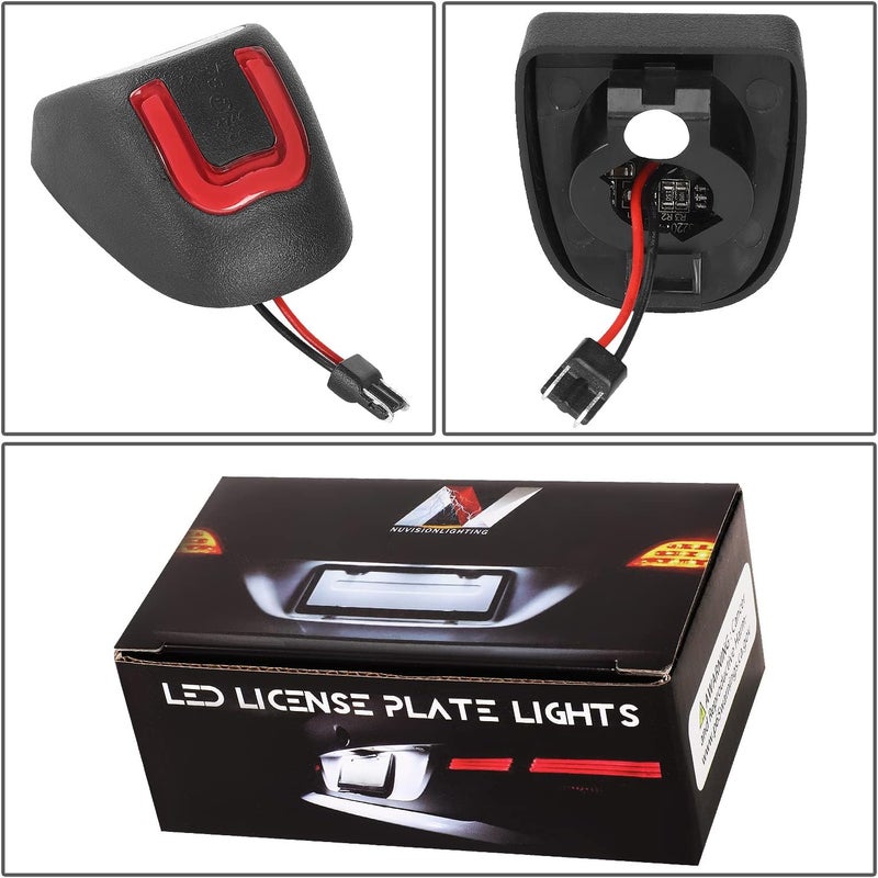 NVL-LPL-021 زوج من أضواء لوحة الترخيص LED ذات الهيكل الأسود والعدسة الشفافة ونمط العدسة الحمراء C المتوافقة مع 00-06 Suburban / 99-13 Silverado / 02-13 Avalanche - Image 4