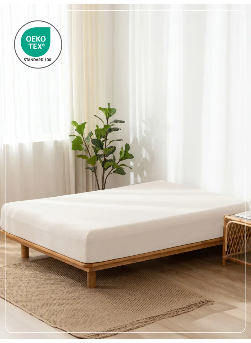 Donetella Marshmallow 1 Pcs King Fitted Sheet 180x200 cm | OEKO-TEX Certified Brushed Microfiber Deep Pocket Sheet with All Around Elastic | Ultra Soft, Wrinkle Resistant, Easy Care, Safe for Sensitive Skin  | Best Price UAE