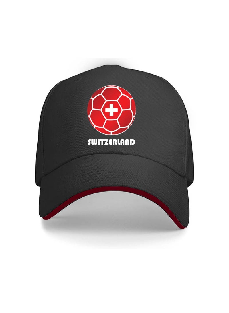 PRINTSHOP4ME Switzerland Unisex Adult Football Cap for Both Men and Women With Metal Adjustable Buckle Closure - Perfect for Football Fans, Match Days, Outdoor Activities, and Everyday Wear - Image 1