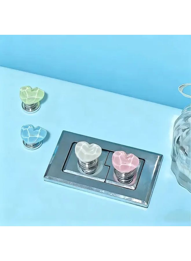 2Pcs Blue Heart Shaped Toilet Button Upgrade Easy Install DIY Bathroom Renovation - Image 1