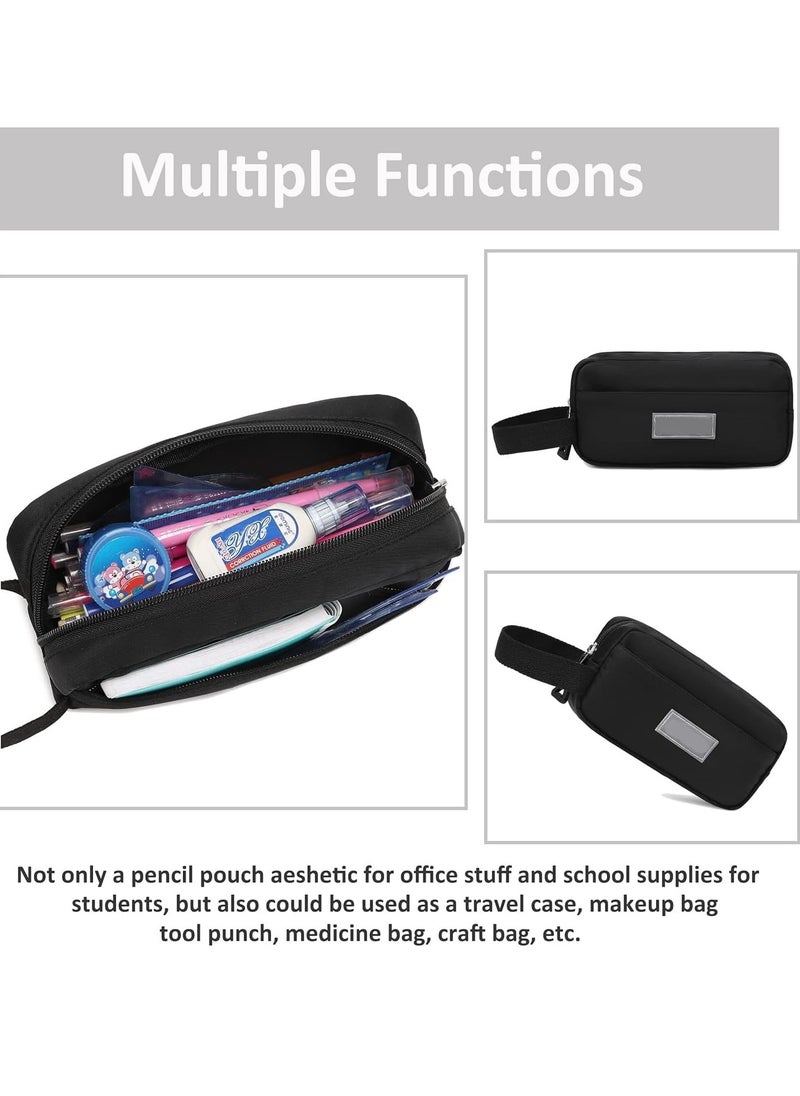 Excefore School Book Bag Set, Plush Pendant Canvas Combo, School Backpack Bag, Pencil Case, Girls schoolbag School Shoulder Bags Backpack - Black  - Image 5