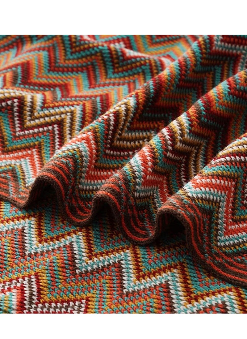 Generic - Boho Throw Blanket,Rust Red Throw Blankets for Couch Bed Sofa,Knitted Tassel Blanket Throw, Lightweight Blanket,Decorative Blankets,50x90inch - Image 1