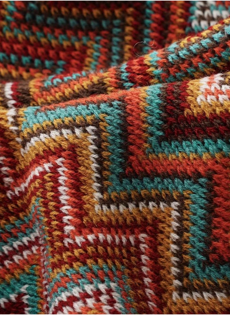 Generic - Boho Throw Blanket,Rust Red Throw Blankets for Couch Bed Sofa,Knitted Tassel Blanket Throw, Lightweight Blanket,Decorative Blankets,50x90inch - Image 1