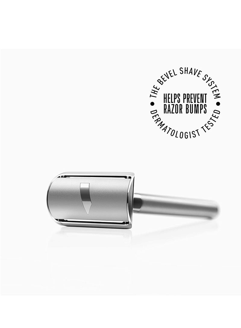 Bevel Bevel Safety Razor with Brass Weighted Handle and 10 Double Edge Safety Blade Refills, Single Blade Razor for Men, Designed for Coarse Hair to Prevent Razor Bumps - Silver (Packaging May Vary) - Image 3