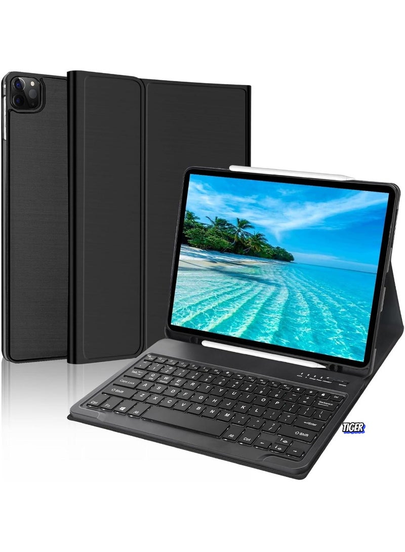 TIGER حافظة لجهاز iPad Air 13 بوصة (M2، 2024) و iPad Pro 12.9" (الجيل 6/5/4/3) – لوحة مفاتيح بلوتوث لاسلكية قابلة للفصل، غلاف ذكي رقيق مع حامل قلم، حماية قصوى ومرونة - Image 1