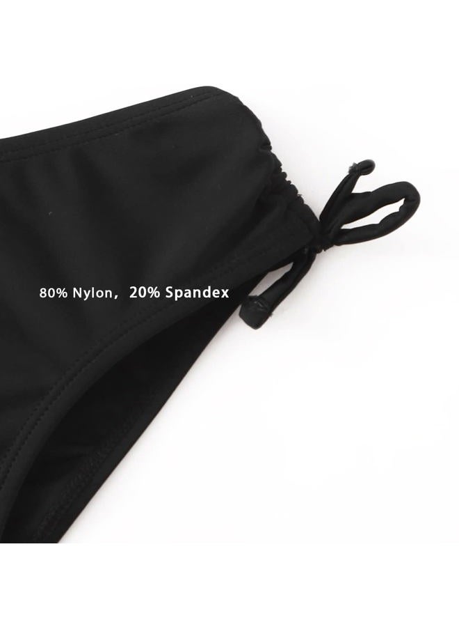 MIENOE Teen Girls Two-Piece Bikini Swimsuits | Removable Chest Pad Nylon Swimwear Kids Size 6-17 Years, Black -️︎ Cross Style, 12-13 Years - Image 5