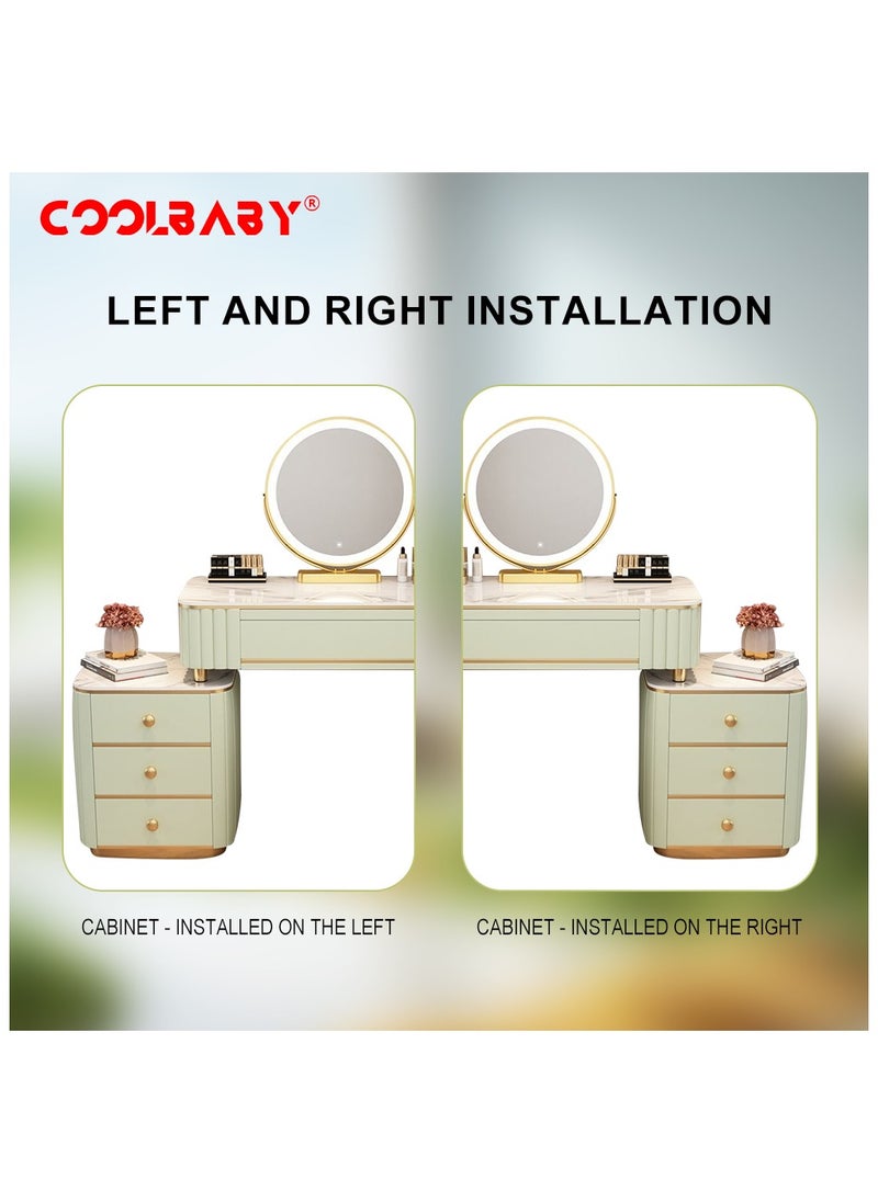 Cool Baby Mint Green Vanity Table Set with LED Mirrorand Chair_Elegant Solid Wood Dressing Table  - Image 4