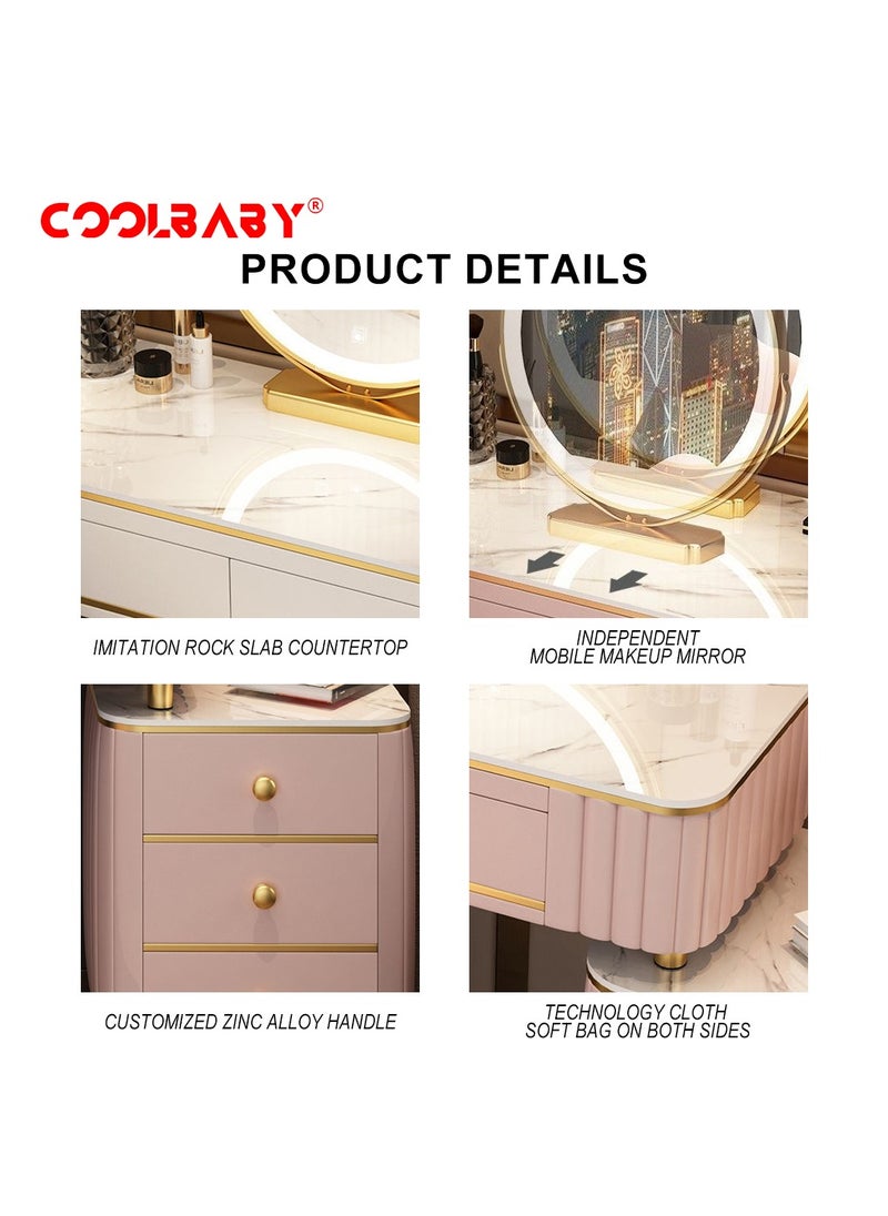 Cool Baby Mint Green Vanity Table Set with LED Mirrorand Chair_Elegant Solid Wood Dressing Table  - Image 5
