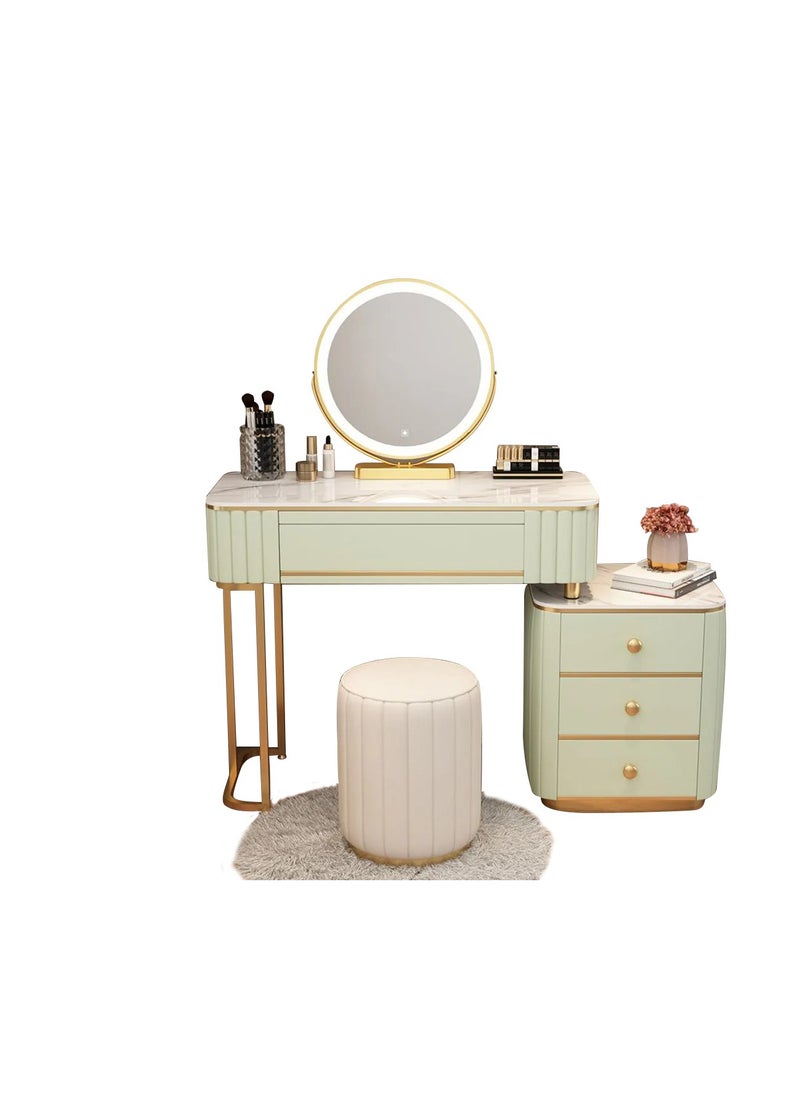 Cool Baby Mint Green Vanity Table Set with LED Mirrorand Chair_Elegant Solid Wood Dressing Table  - Image 1